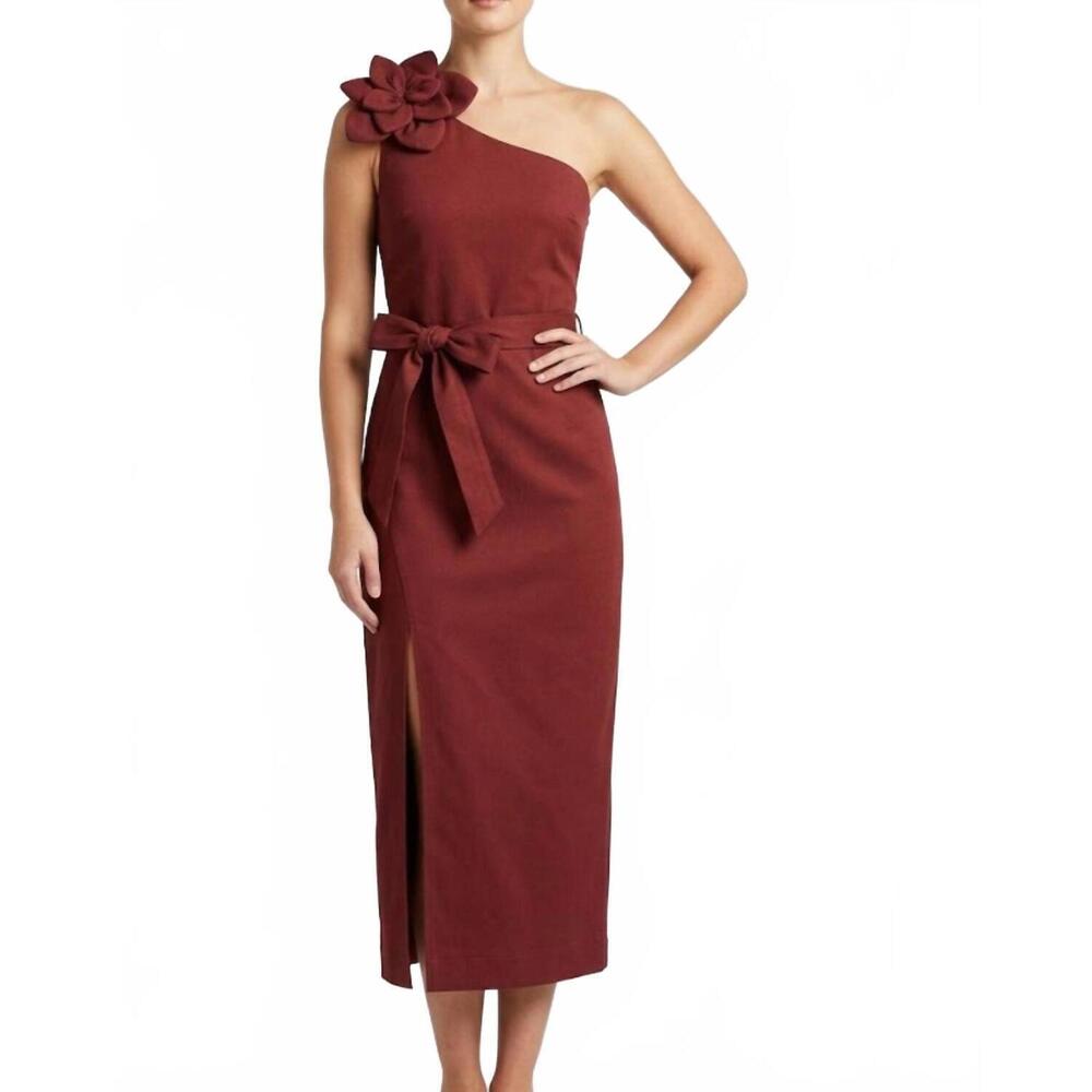 NEW ENDLESS BLU. made you look midi dress in rust